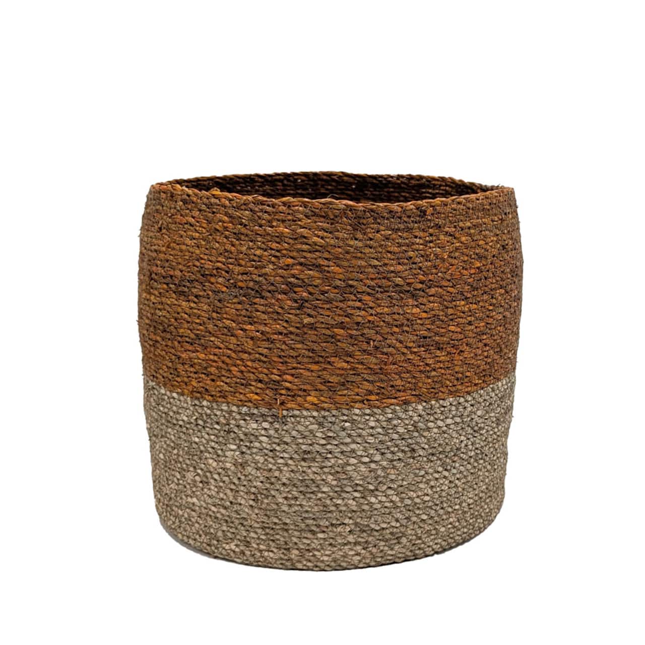 12" Terra Cotta Stripes Seagrass Basket by Ashland®